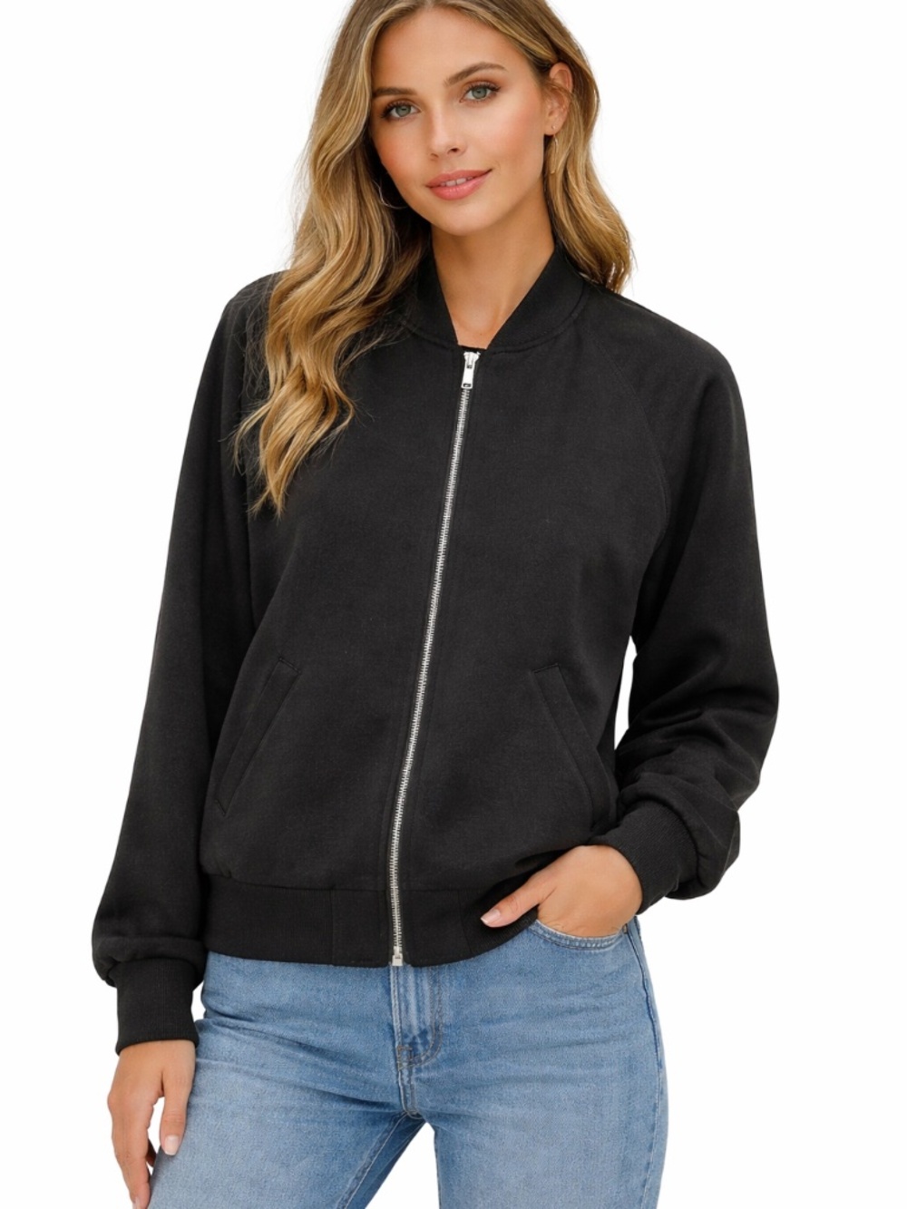 The Group Babaton women's L bomber jacket spring minimalist full zip capsule